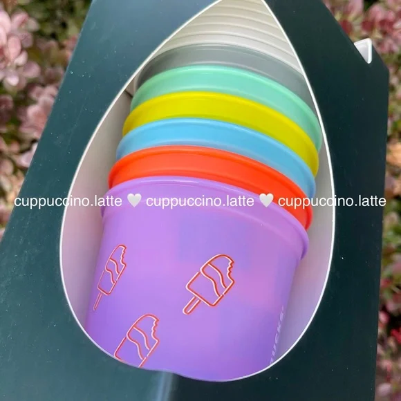 🌈NEW SET✏️Starbucks 2022 Back to School Rainbow Cold Cups & Emoji Hot Cups - Picture 8 of 14